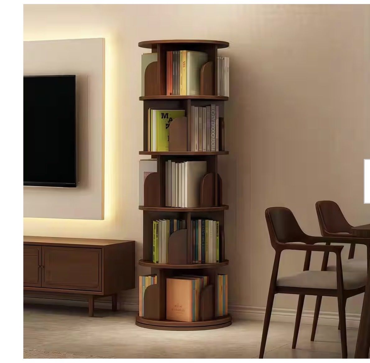 Brown Five-layer round rotatable shelf