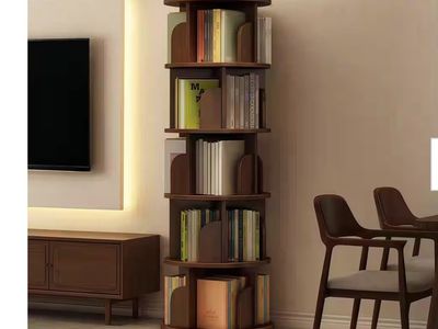 Brown Five-layer round rotatable shelf