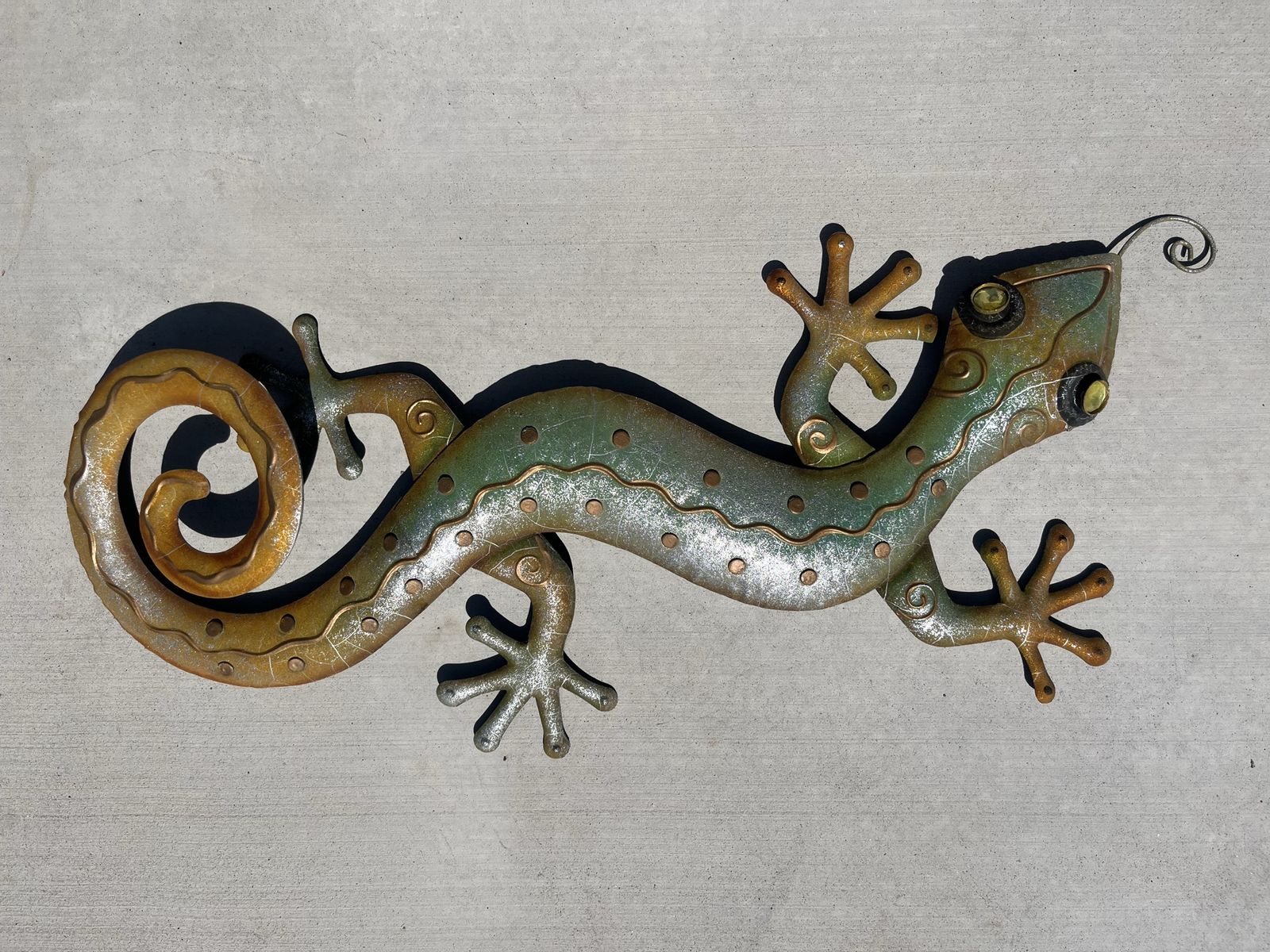 Large 30” Metal Gecko Lizard Wall Art Indoor Outdoor Decor Green Bronze