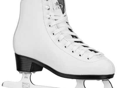 Lake Placid Cascade Figure Skates White Classic Ice Skates size 2 girls
