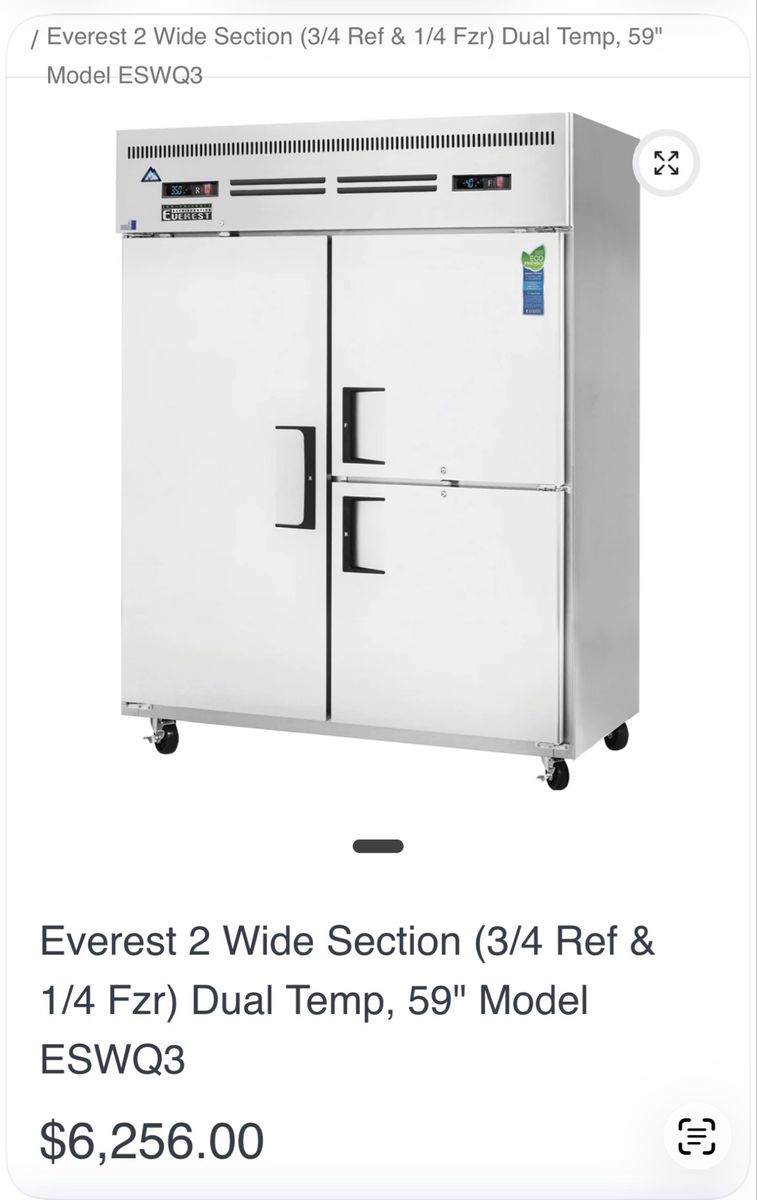 Everest Eco-Friendly Commercial Refrigerator/Freezer - Stainless Steel