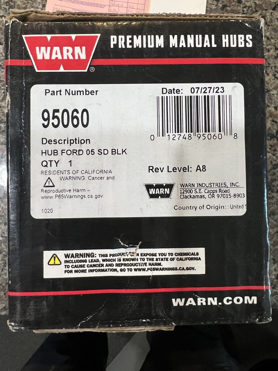 WARN 95060 Premium Manual Locking Hubs Black - Ford Super Duty 2005+