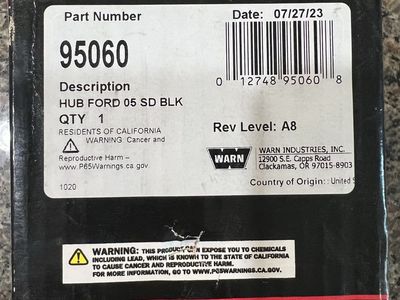 WARN 95060 Premium Manual Locking Hubs Black - Ford Super Duty 2005+