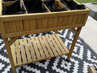 Herb Garden Raised Garden Bed Planter Box with 8 Fabric Grow Bags & Storage Shelf