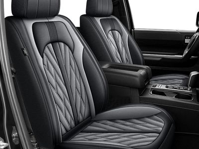 TTX Lighting Toyota Tundra Seat Covers - Full Set, Black/Gray, Faux Leather w/ Storage Pockets