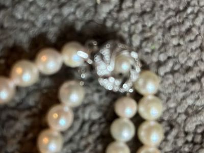 Double Strand Pearl Necklace 6.5-7mm with Silver Tone Clasp and Certificate