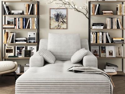 Ultra-Soft Plush Fur light gray Chaise Lounge Sofa - No Assembly, Cloud-Like Comfort