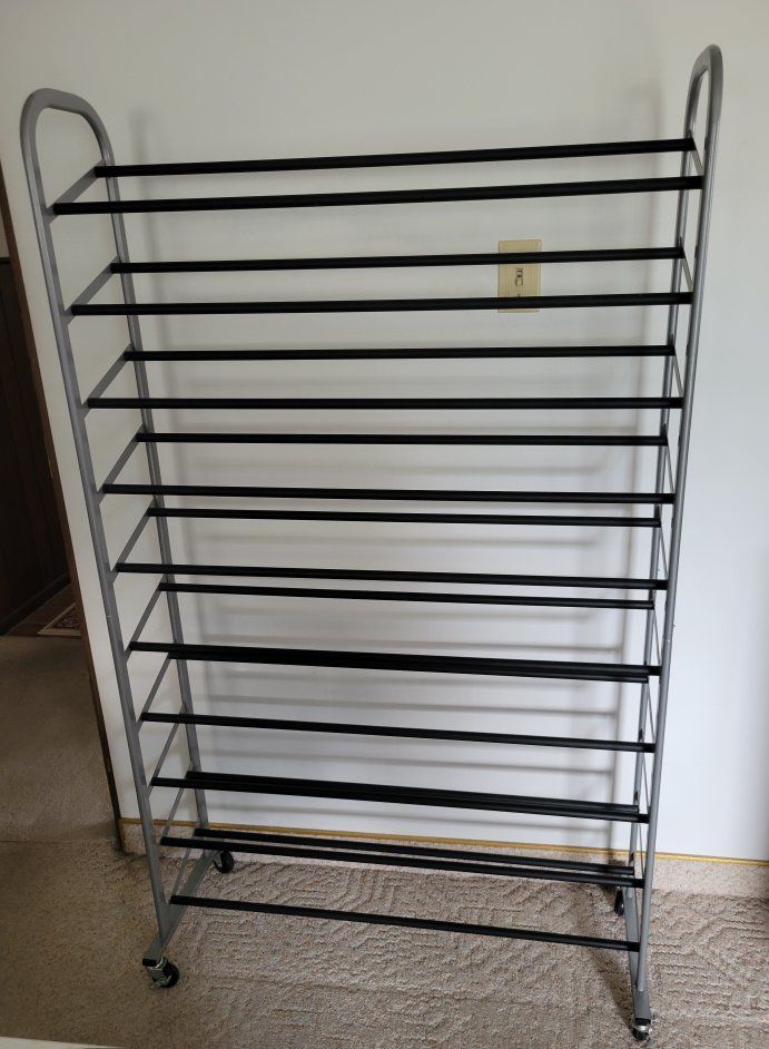 Rolling Metal Shoe Rack - Multi-Tier Organizer with Wheels