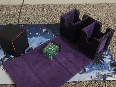 magic the gathering deck box , playmat, and dice