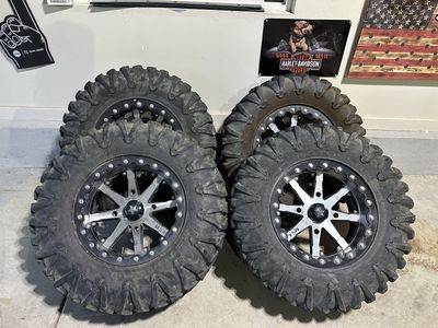 MSA wheel and monoclaw tires 32x10-16R ATV UTV Wheels & Tires - Set of 4, All-Terrain, Excellent Condition