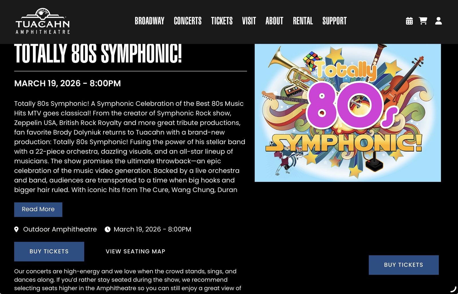 Totally 80s Symphonic Concert tickets at Tuacahn - 2nd row - March 19