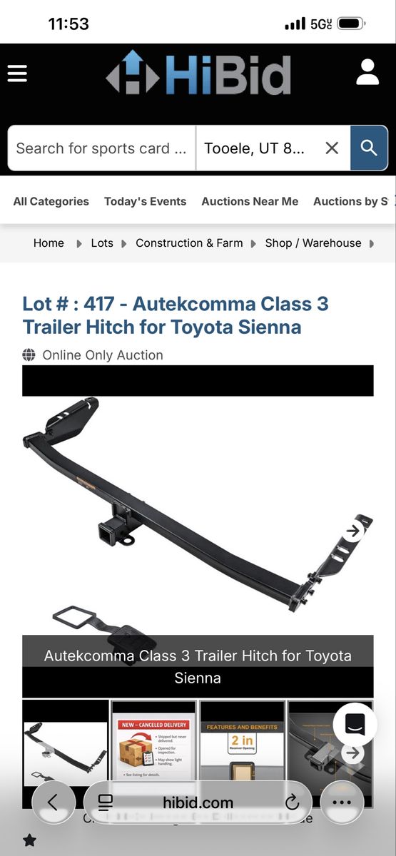 Autekcomma Class 3 Trailer Hitch for 2011-2020 Toyota Sienna, 2-inch Receiver, 3500 lbs GTW