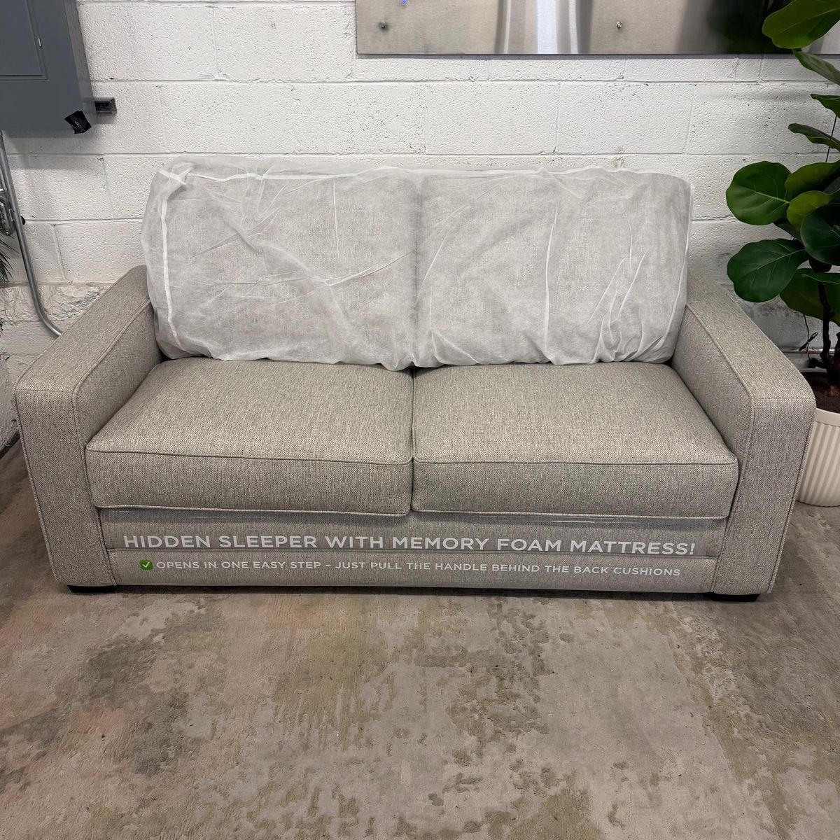 LIKE NEW!! COSTCO ROSIE FABRIC SLEEPER SOFA W/ MEMORY FOAM MATTRESS!!