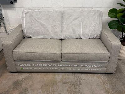 LIKE NEW!! COSTCO ROSIE FABRIC SLEEPER SOFA W/ MEMORY FOAM MATTRESS!!