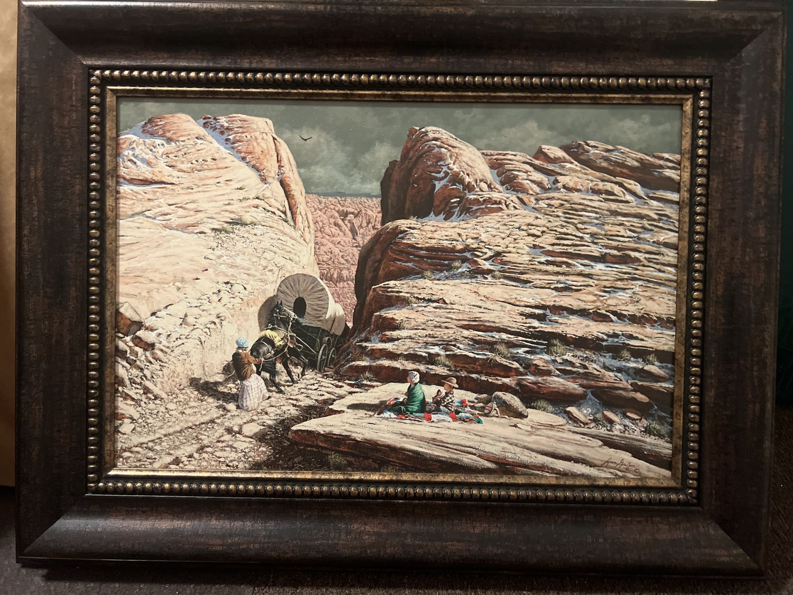 Lynn Griffin Signed Print- Impressionistic Hole in the Rock Landscape Art with Gold Frame