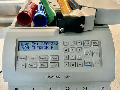 Cummins Allison JetSort 1606 1000 Series Low Headwear Count Coin Counter Sorter Crane CPI