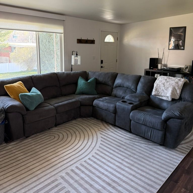 Large Gray Reclining Sectional Sofa