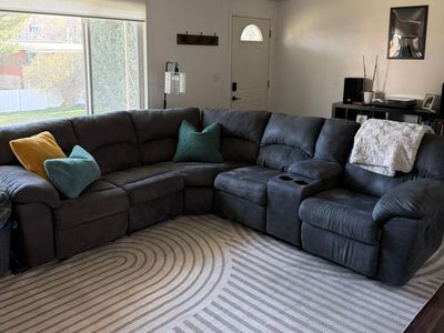 Large Gray Reclining Sectional Sofa