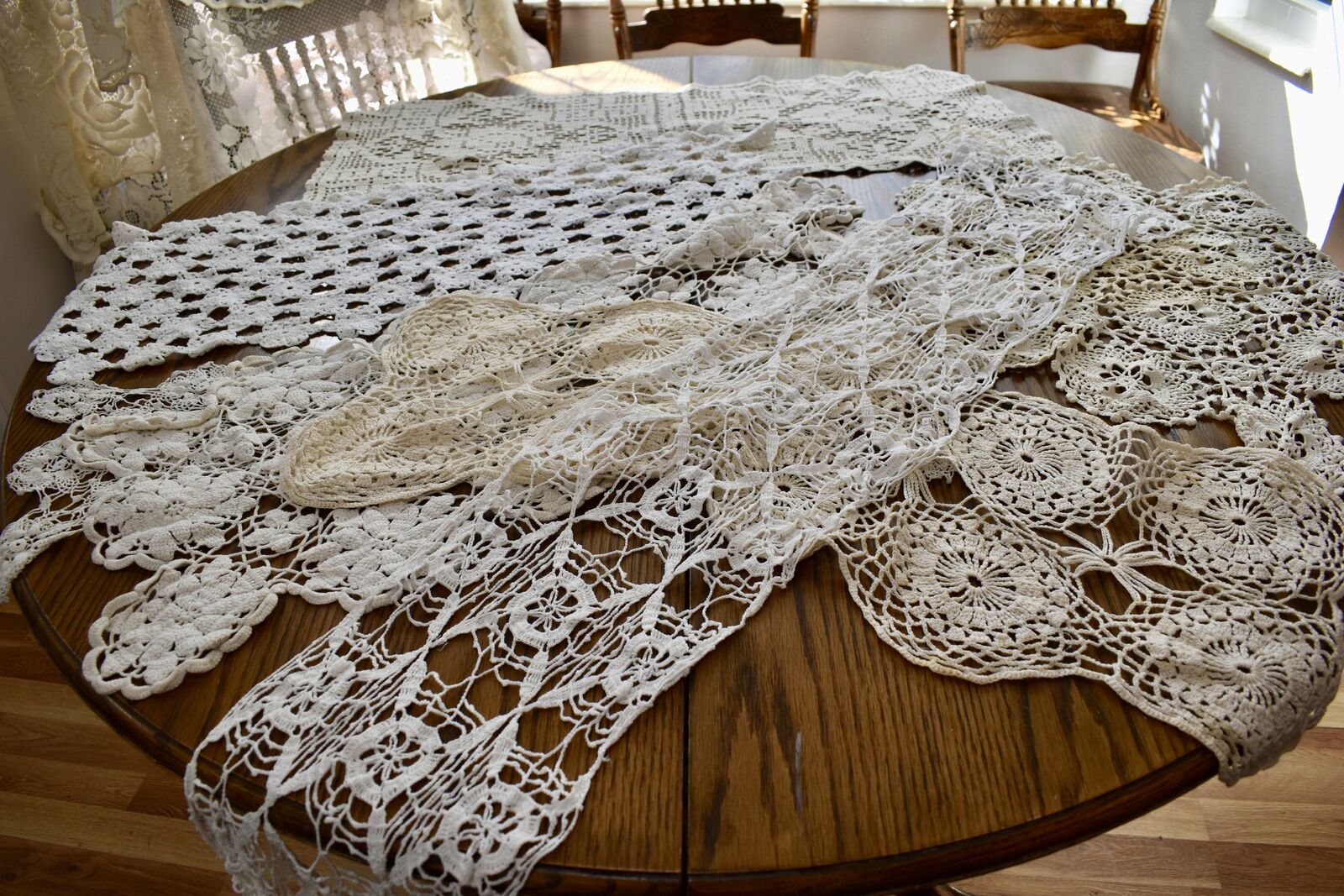 Several Very Beautiful Vintage Crochet Table Or Dresser Runners For Fun Decor Or Fun Crafts