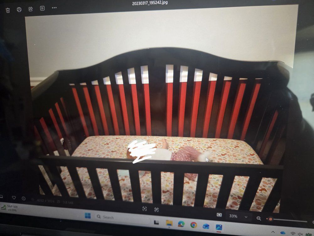 Black Wooden Baby Crib with Arched Back Panel