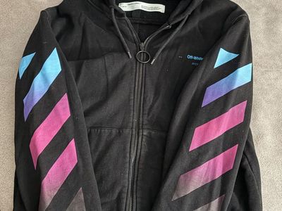 Off-White Black Gradient Stripe Zip-Up Hoodie 2019 XL