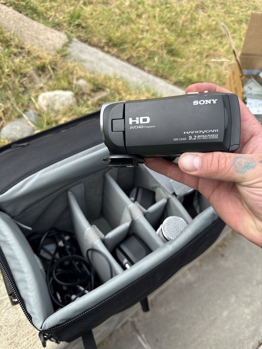 3 Sony HDR-CX405 HD Handycam 9.2MP Camcorder with Bag & Accessories