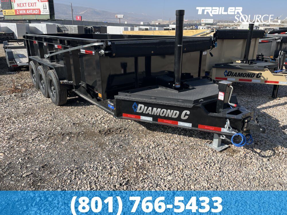 7x16 Diamond C LPT 307 Dump Trailer - 32" Sides - 24K GVWR - 14 Ply Tires, Long Arm Tarp