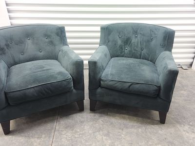 Tufted Blue Grey Velvet/Microfiber Chairs