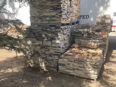 Hardwood Firewood Stacked on Pallets (4 Full - 4 Partial)