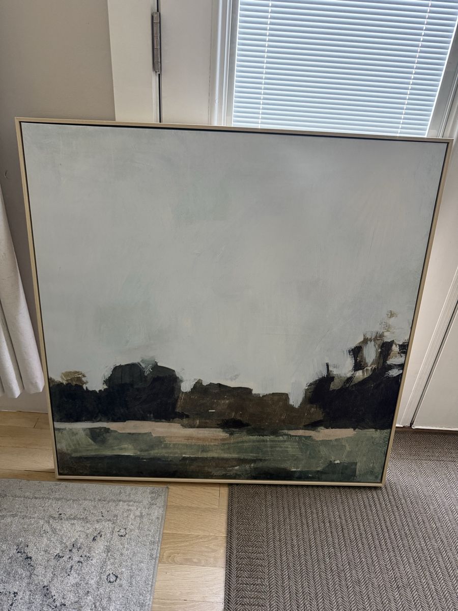Studio McGee Target 36x36 Abstract Landscape Art Print Neutral Earth Tones Framed