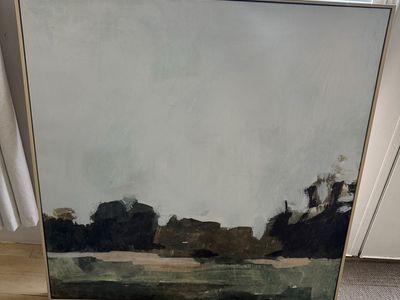 Studio McGee Target 36x36 Abstract Landscape Art Print Neutral Earth Tones Framed