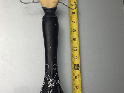 Black Dress Mannequin Jewelry Holder, 16.5" Tall, White Floral Accents