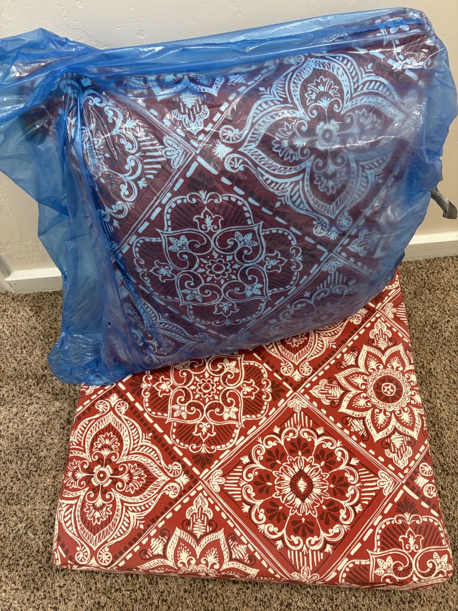 Brentwood Originals Red & White Patterned Patio Cushion & Pillow Set