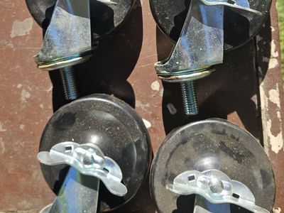 Used 3-inch Swivel Casters with Brakes and Stem Mount (Qty 4) 12 total $5.00 EACH. Some have locks, some mount with 4 bolt holes