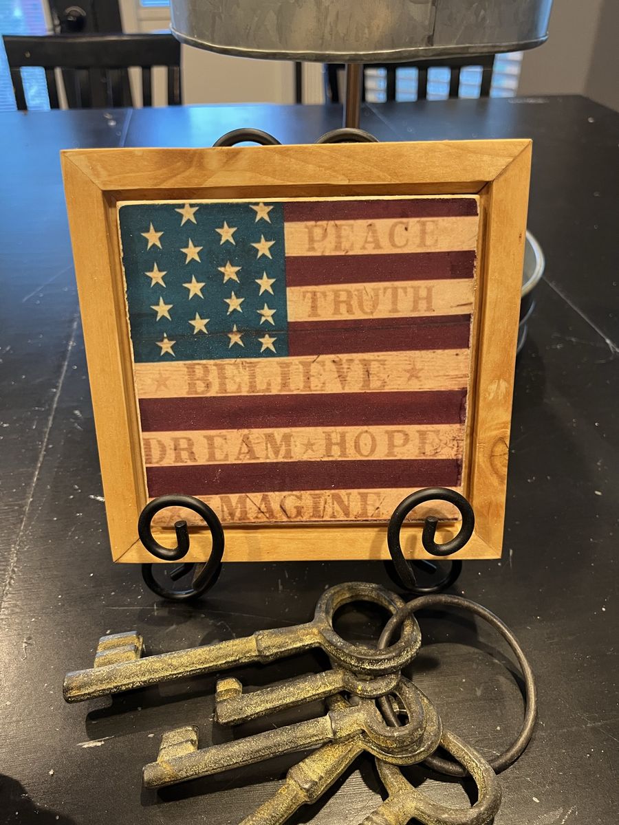 Patriotic wood framed art 7 x 7 or 9 1/2 x 7 1/2