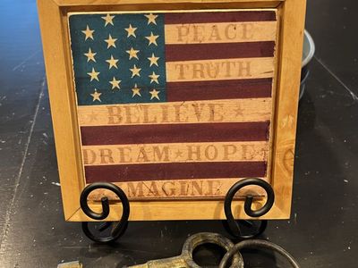 Patriotic wood framed art 7 x 7 or 9 1/2 x 7 1/2
