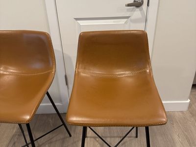 3 brown Leather Barstools