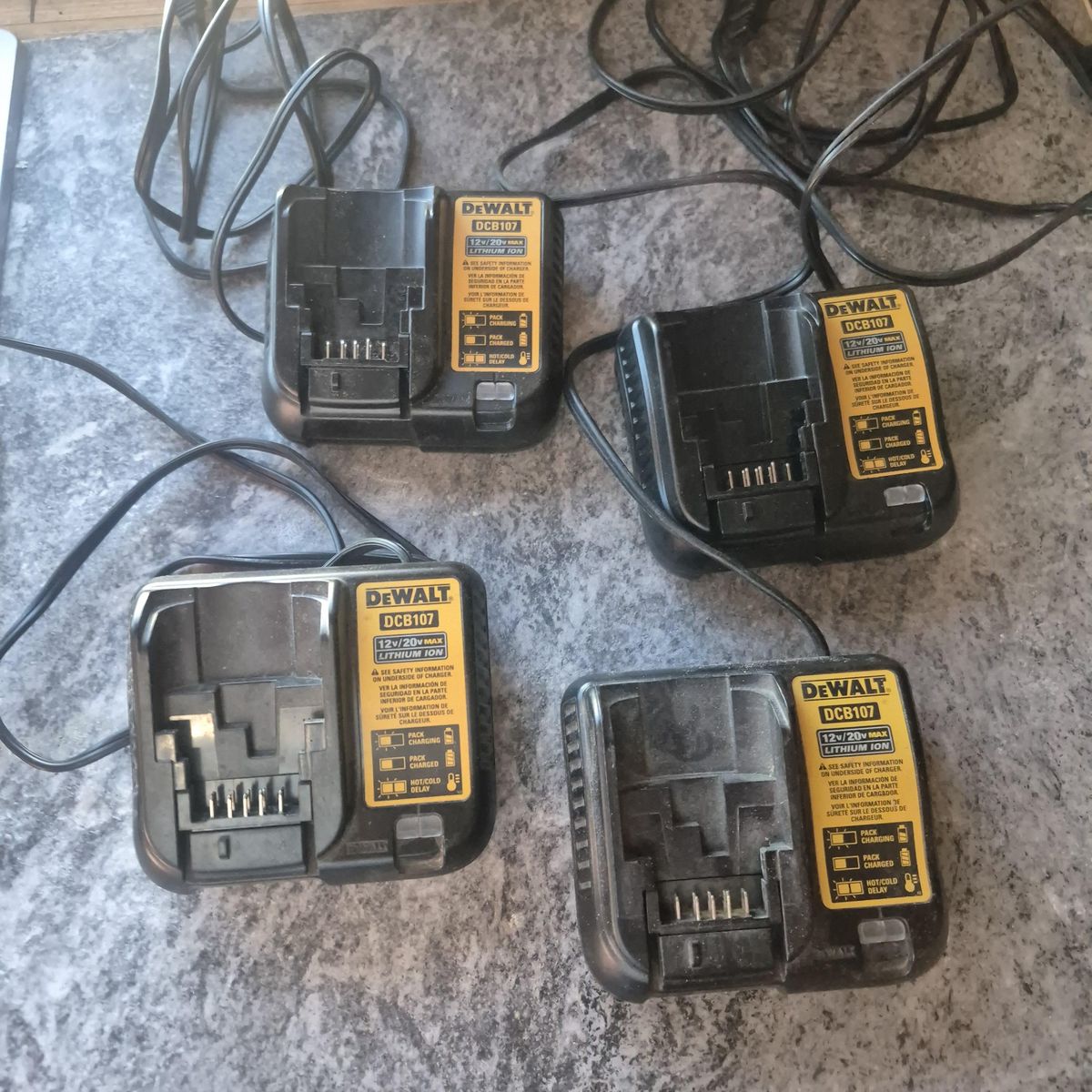 DEWALT DCB107 12V/20V Max Lithium-Ion Battery Chargers (Lot of 4) $100 for all 4
