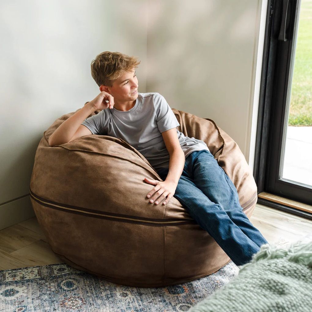 Big Joe 4ft Foam Beanbag Coffee Soft Vegan Leather
