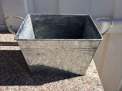 Galvanized metal planter pot