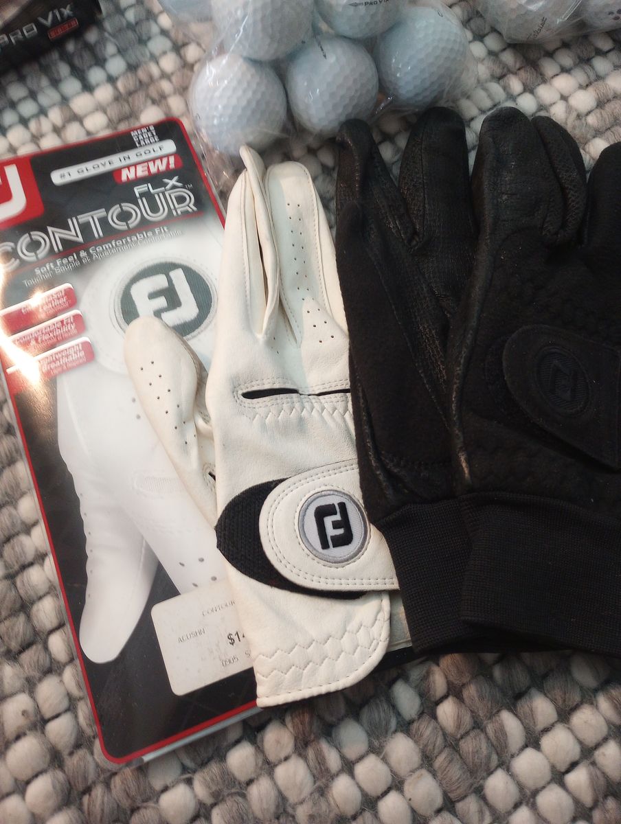 Brand new left handed glove, a right glove and winter gloves.