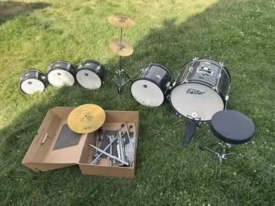 Eastar 5-Piece Kids Drum Set with Cymbals and Throne - Black (Used)