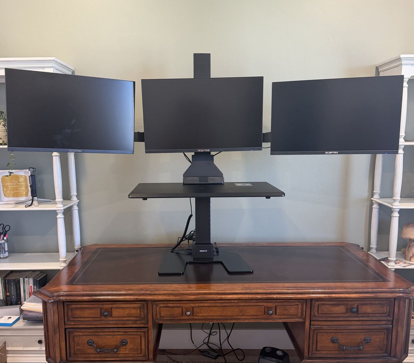 Like-New Triple Monitor Standing Desk Workstation