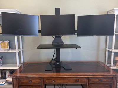 Like-New Triple Monitor Standing Desk Workstation
