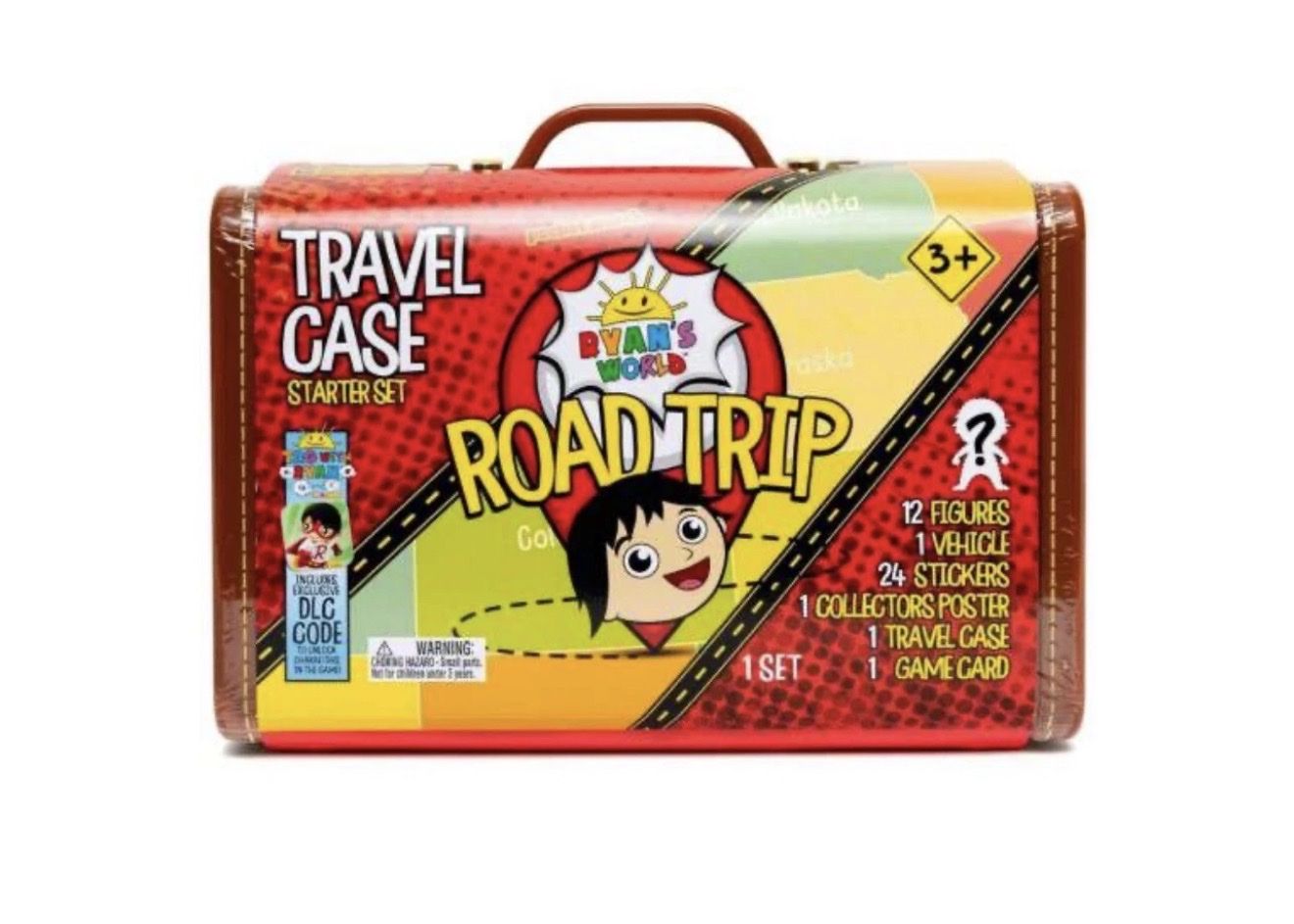 Ryan's World Road Trip Travel Case Starter Set - 12 Figures, 24 Stickers, Vehicle, Poster, DLC Code