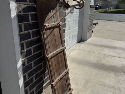 Vintage Wooden Toboggan Sled with Rope Pull