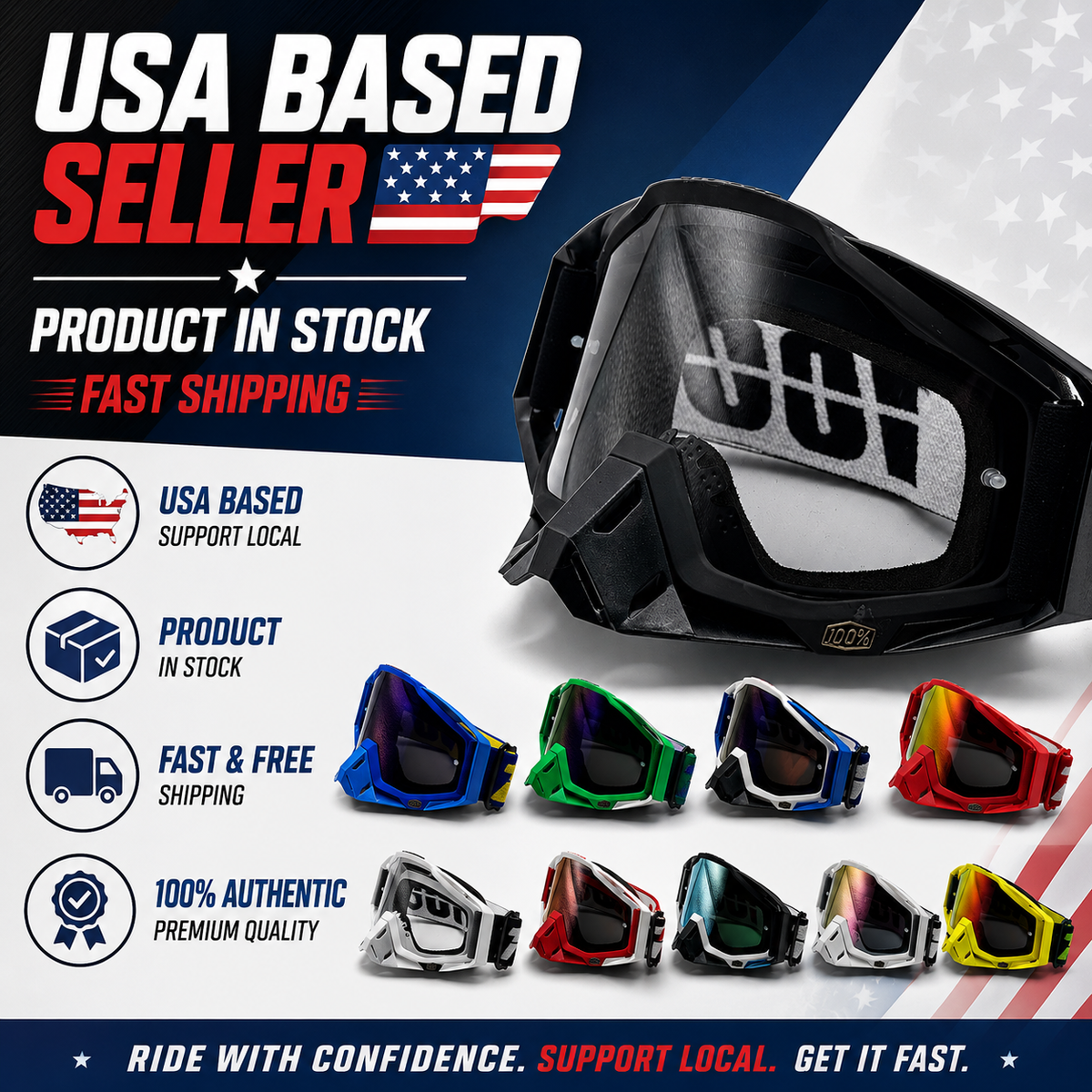 MX Motocross Goggles Dirt Bike ATV Off Road Anti Fog UV Protection Multi Colors