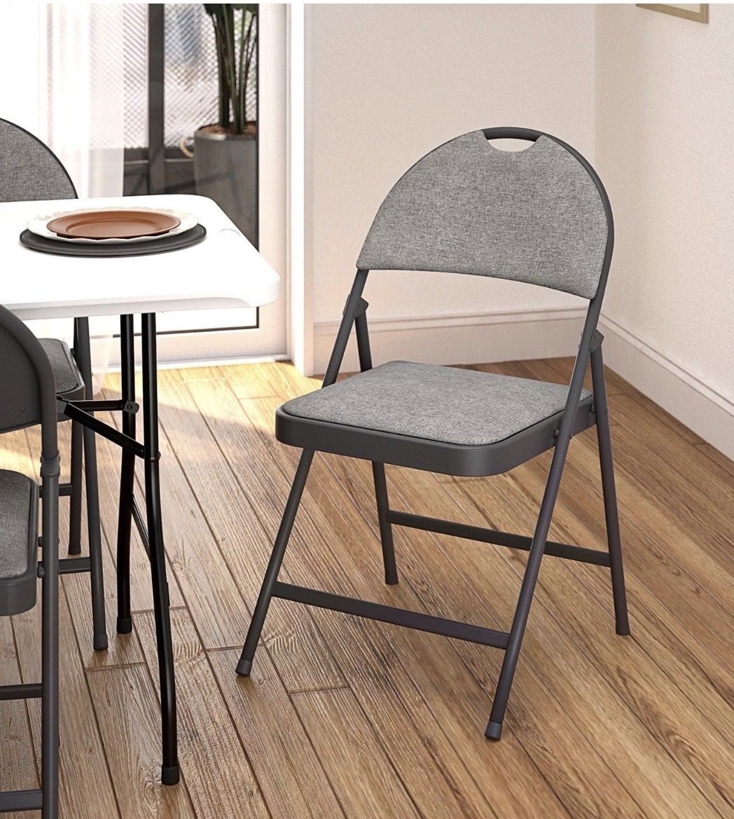 COSCO SmartFold Commercial Fabric Folding Chairs - 4-Pack (Gray) - Brand New