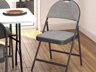 COSCO SmartFold Commercial Fabric Folding Chairs - 4-Pack (Gray) - Brand New