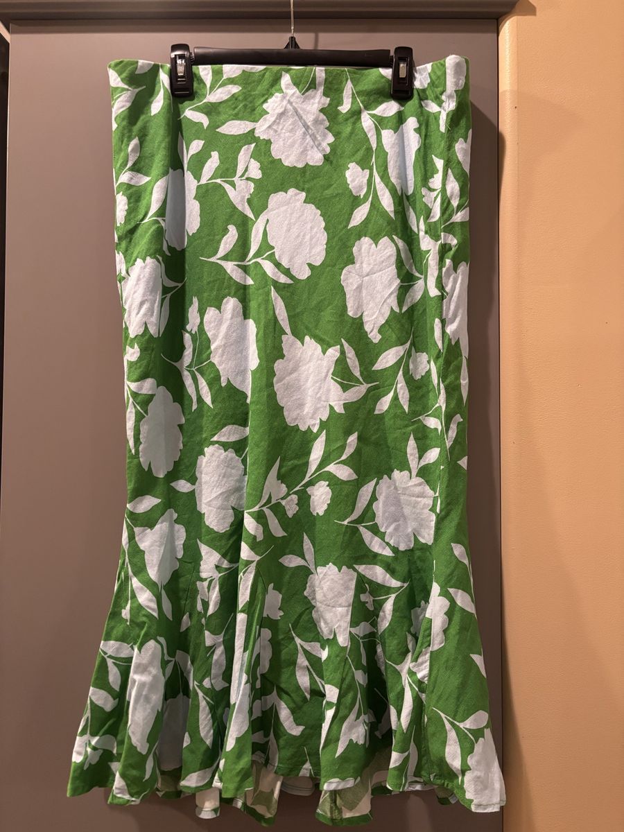 Kate Spade New York x Target Linen Fit Flare Midi Skirt Green XL
